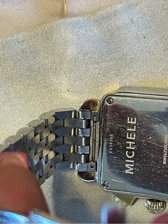 Michele Two-Tone Diamond Deco Square Chronograph Watch - Picture 5 of 6